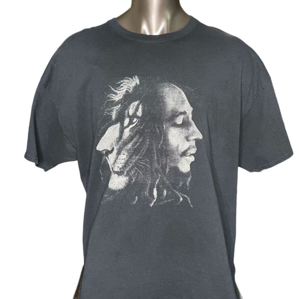 Vintage Bob Marley Shirt Men Large Black Big Graphic Tiger Zion Jamaica Y2K u 3X